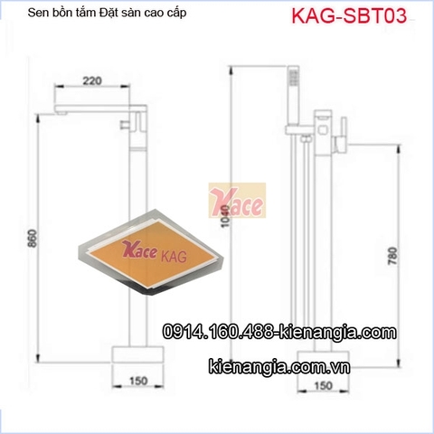 Sen tắm đặt sàn vuông cao cấp KAG-SBT03