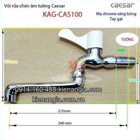 Vòi bếp âm tường,vòi xả bồn tắm Caesar KAG-CAS100