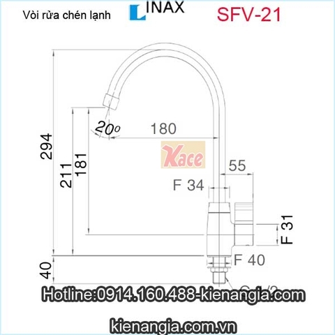 Vòi bếp lạnh Inax chính hãng SFV-21