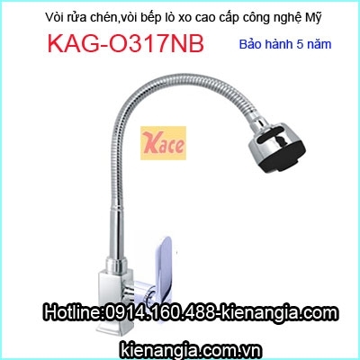 Vòi bếp lò xo chậu vuông cao cấp KAG-O317NB