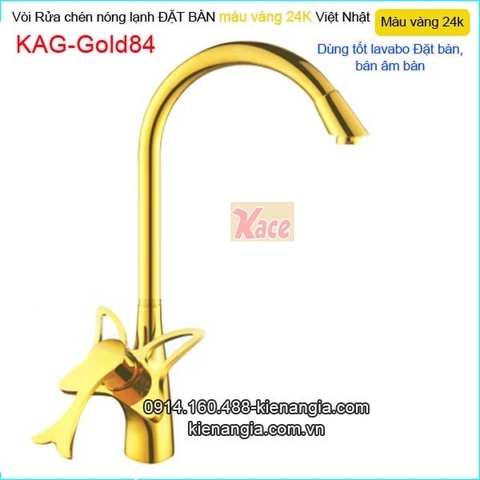 Vòi bếp nóng lạnh đồng màu vàng 24K KAG-Gold84