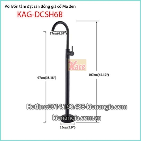 Vòi bồn tắm đặt sàn đồng giả cổ mạ đen KAG-DSCH6B