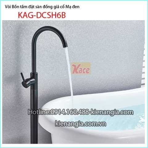 Vòi bồn tắm đặt sàn đồng giả cổ mạ đen KAG-DSCH6B