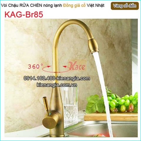 Vòi chậu rửa chén nóng lạnh đồng cổ điển KAG-Br85