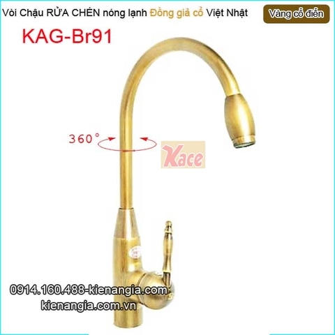 Vòi chậu rửa chén nóng lạnh đồng cổ điển KAG-Br91