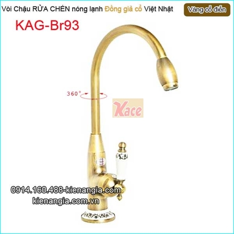Vòi chậu rửa chén nóng lạnh đồng cổ điển KAG-Br93