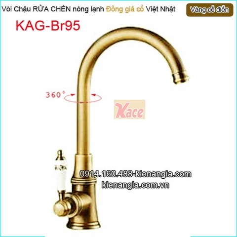Vòi chậu rửa chén nóng lạnh đồng cổ điển KAG-Br95