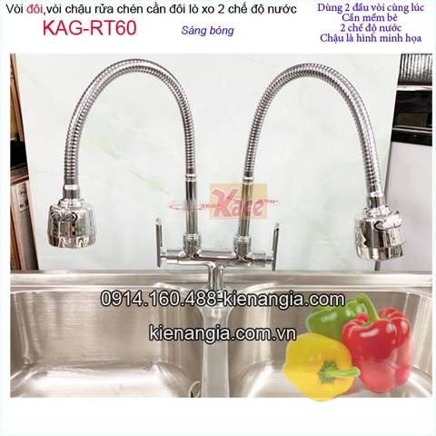 Vòi đôi cần bẻ đầu 2 chế độ nước KAG-RT60