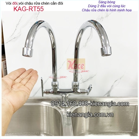Vòi đôi,vòi rửa chén 2 đầu vòi sáng bóng KAG-RT55
