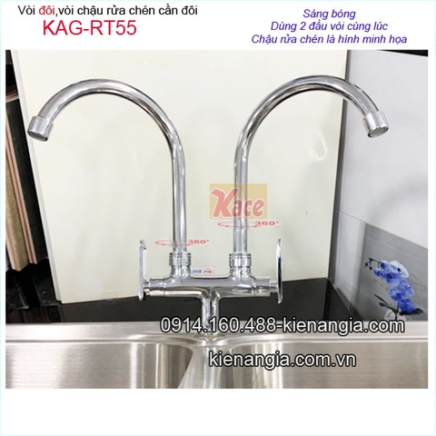 Vòi đôi,vòi rửa chén 2 đầu vòi sáng bóng KAG-RT55