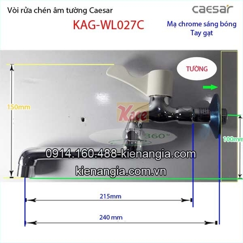 Vòi rửa chén lạnh gắn tường ,vòi bồn tắm lạnh CAESAR WL027C
