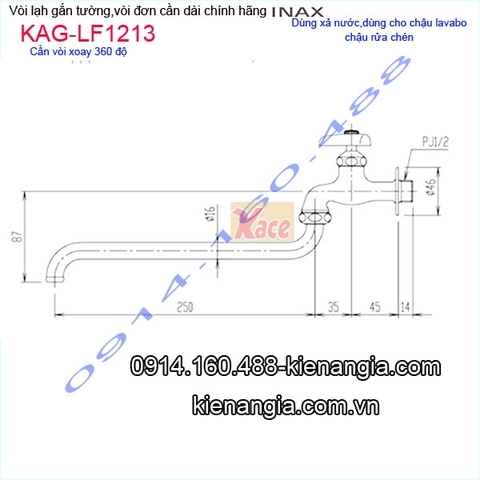Vòi rửa chén âm tường,vòi xả bồn tắm INAX LF12-13