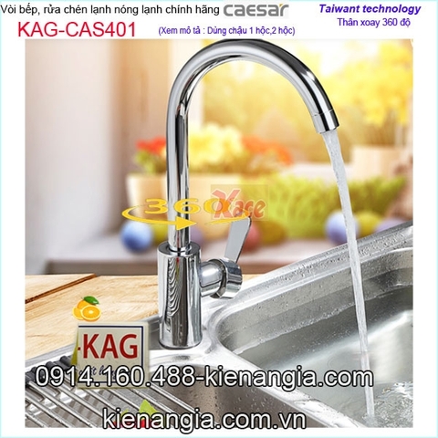Vòi rửa chén bát nóng lạnh Caesar KAG-CAS401