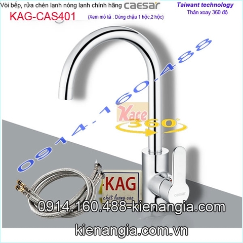 Vòi rửa chén bát nóng lạnh Caesar KAG-CAS401