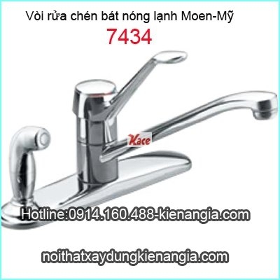 Vòi rửa chén bát nóng lạnh Moen-Mỹ 7434