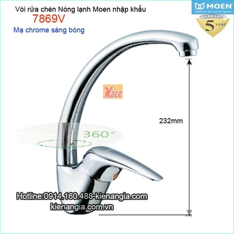 Vòi rửa chén bát nóng lạnh Moen-Mỹ 7869V