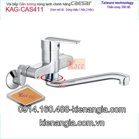 Vòi rửa chén gắn tườngvòi bồn tắm nóng lạnh Caesar chính hãng KAG-CAS411