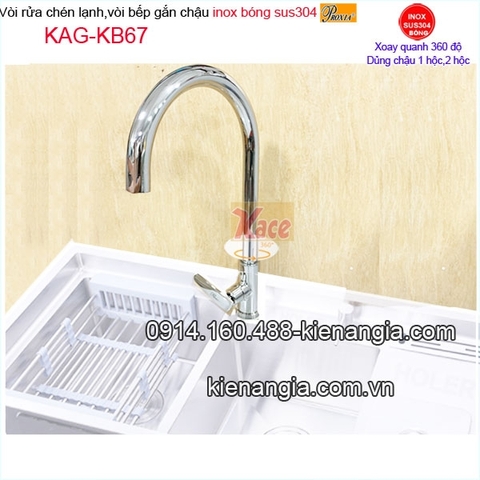 Vòi rửa chén inox bóng sus304 Proxia KAG-KB67