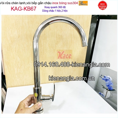 Vòi rửa chén inox bóng sus304 Proxia KAG-KB67