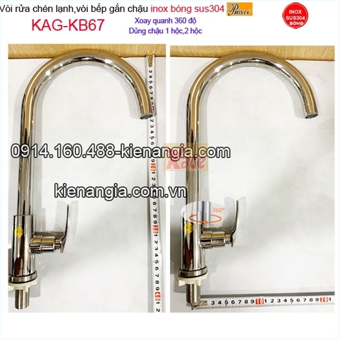 Vòi rửa chén inox bóng sus304 Proxia KAG-KB67