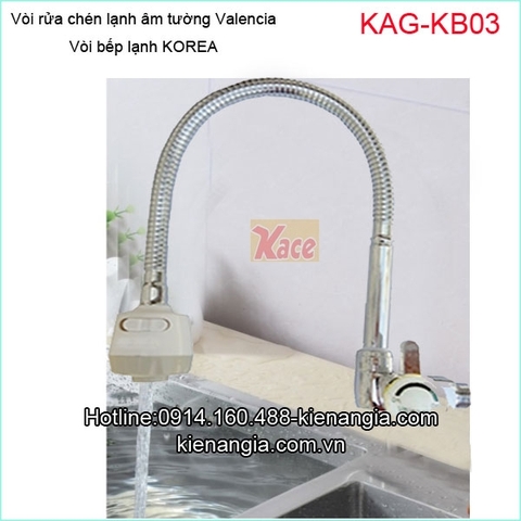 Vòi rửa chén lạnh âm tường lò xo Valencia KAG-KB03
