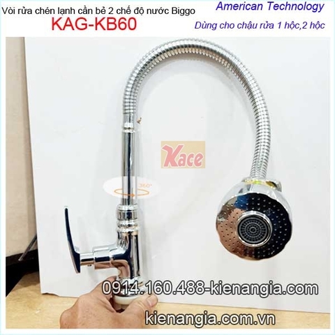 Vòi rửa chén lạnh cao cấp cần bẻ 2 chế độ BiggoKAG-KB60