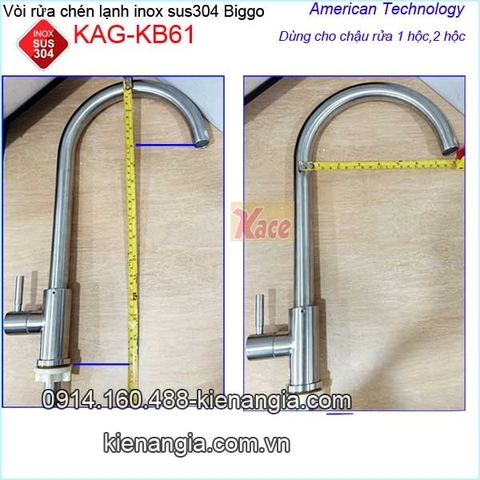 Vòi rửa chén lạnh cao cấp inox sus304 Biggo KAG-KB61