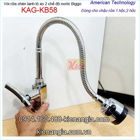 Vòi rửa chén lạnh lò xo thân vuông 2 chế độ Biggo KAG-KB58