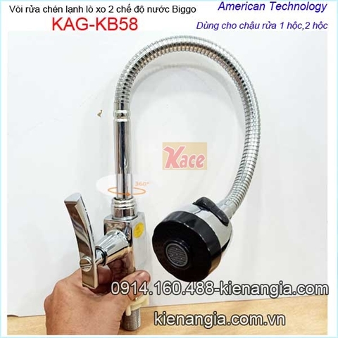 Vòi rửa chén lạnh lò xo thân vuông 2 chế độ Biggo KAG-KB58