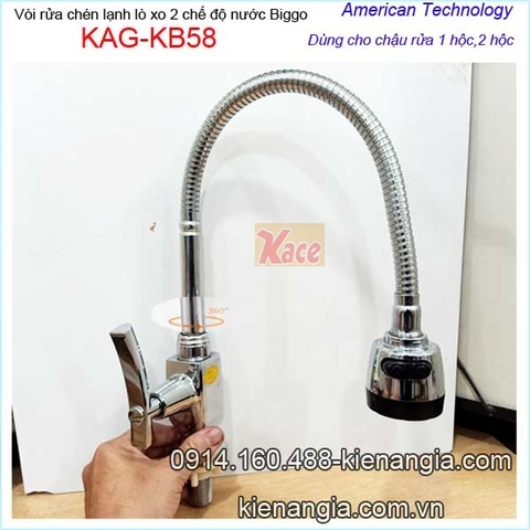 Vòi rửa chén lạnh lò xo thân vuông 2 chế độ Biggo KAG-KB58