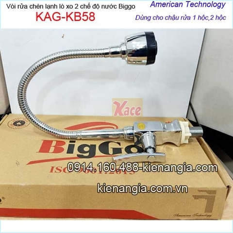 Vòi rửa chén lạnh lò xo thân vuông 2 chế độ Biggo KAG-KB58