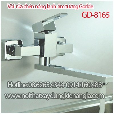 Vòi rửa chén nóng lạnh âm tườngvòi bồn Gorlde GD8165