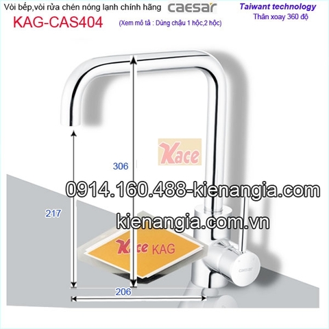 Vòi rửa chén nóng lạnh Caesar chính hãng KAG-CAS404