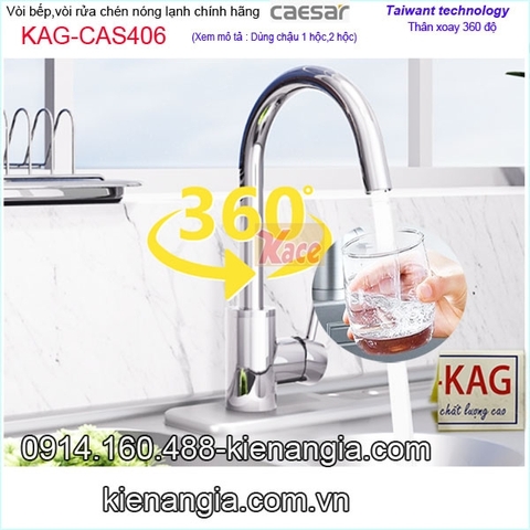 Vòi rửa chén nóng lạnh Caesar chính hãng KAG-CAS406