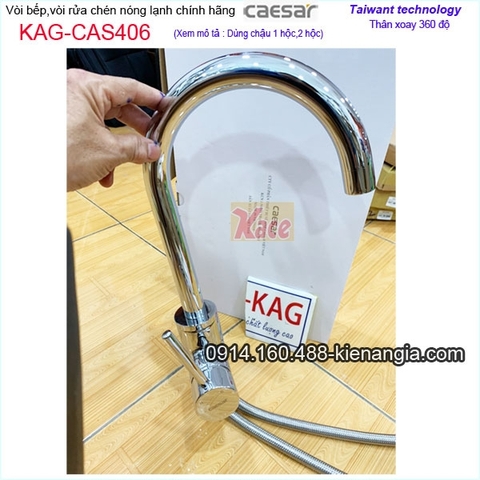 Vòi rửa chén nóng lạnh Caesar chính hãng KAG-CAS406