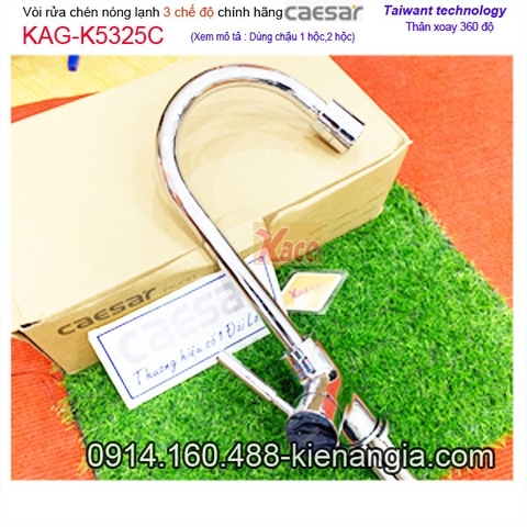 Vòi rửa chén nóng lạnh 3 chế độ CAESAR K325C