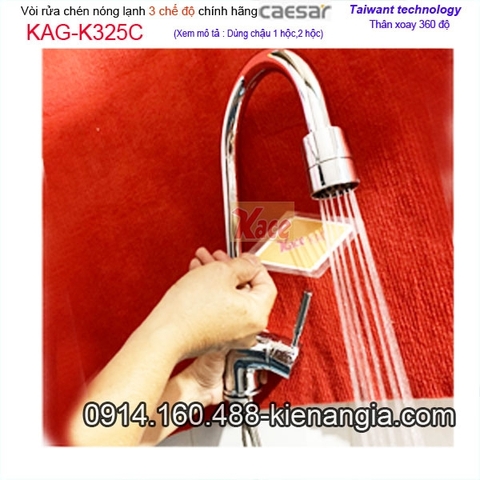 Vòi rửa chén nóng lạnh 3 chế độ CAESAR K325C