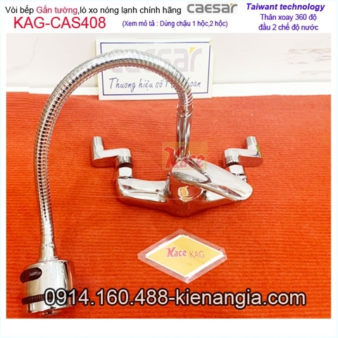 Vòi rửa chén nóng lạnh GẮN TƯỜNG Caesar chính hãng KAG-CAS408