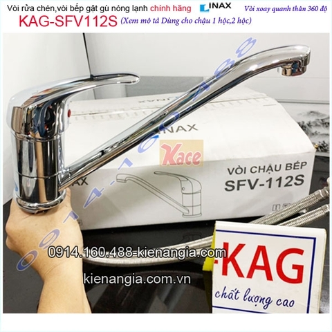 Vòi rửa chén nóng lạnh gật gù chính hãng INAX KAG-SFV112S
