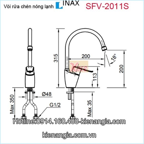 Vòi rửa chén nóng lạnh INAX SFV-2011S