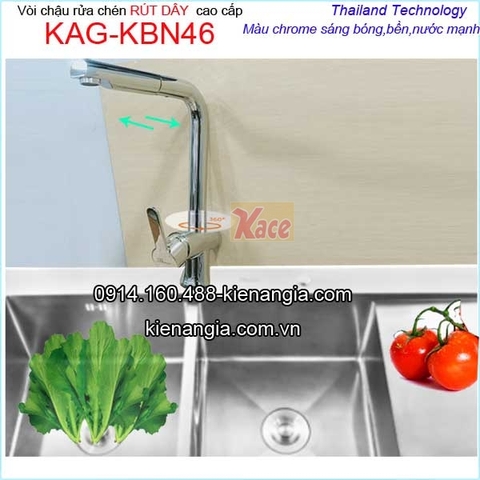 Vòi rửa chén nóng lạnh inox 304 rút dây Proxia KAG-KBN46