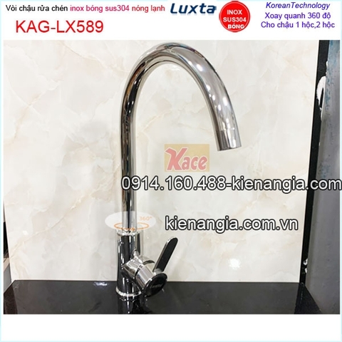 Vòi rửa chén nóng lạnh inox bóng 304 Luxta KAG-LX589