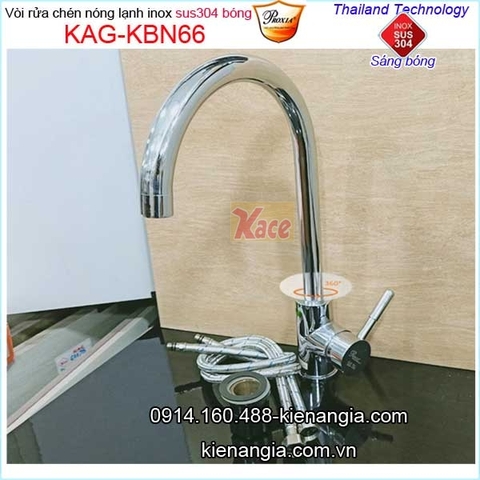 Vòi rửa chén nóng lạnh inox sus304 bóng Proxia KAG-KBN66