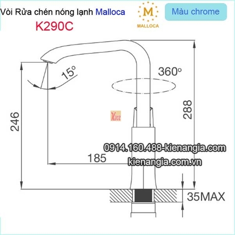 Vòi rửa chén nóng lạnh Malloca-K290C