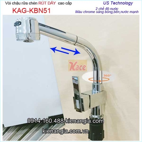 Vòi rửa chén nóng lạnh RÚT DÂY Gorlde KAG-KBN51