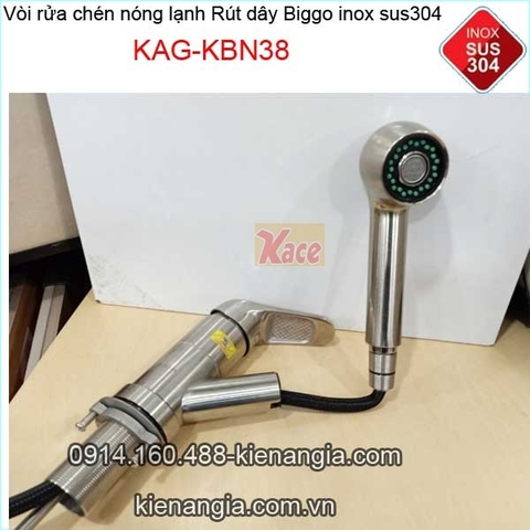 Vòi rửa chén Nóng lạnh RÚT DÂY Inox sus304 KAG-KBN38