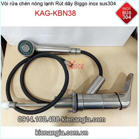 Vòi rửa chén Nóng lạnh RÚT DÂY Inox sus304 KAG-KBN38