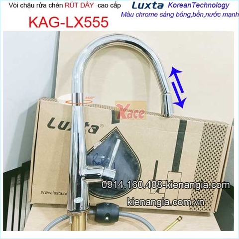 Vòi rửa chén nóng lạnh rút dây Luxta KAG-LX555
