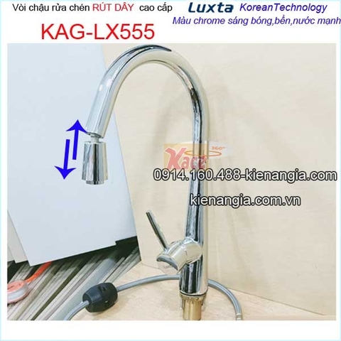 Vòi rửa chén nóng lạnh rút dây Luxta KAG-LX555