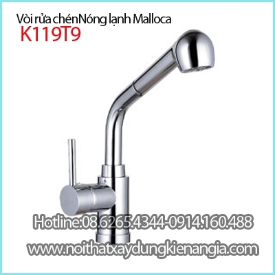 Vòi rửa chén nóng lạnh rút dây MALLOCA K119T9